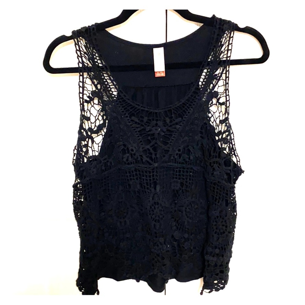 Black crochet tank top
